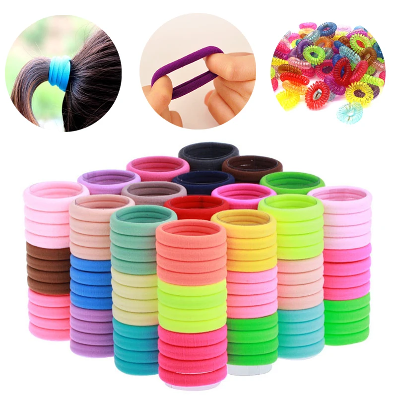

50pcs Mix Colors Baby Girls Kids Children Elastic Hair Ties Bands Rope Ponytail Holders Headband Scrunchie Hair Accessories