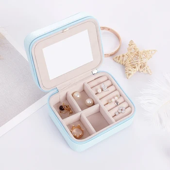 

Portable Jewelry Storage Box Zipper Leather Display Organizer Travel Jewelry Case Gift Boxes for Women