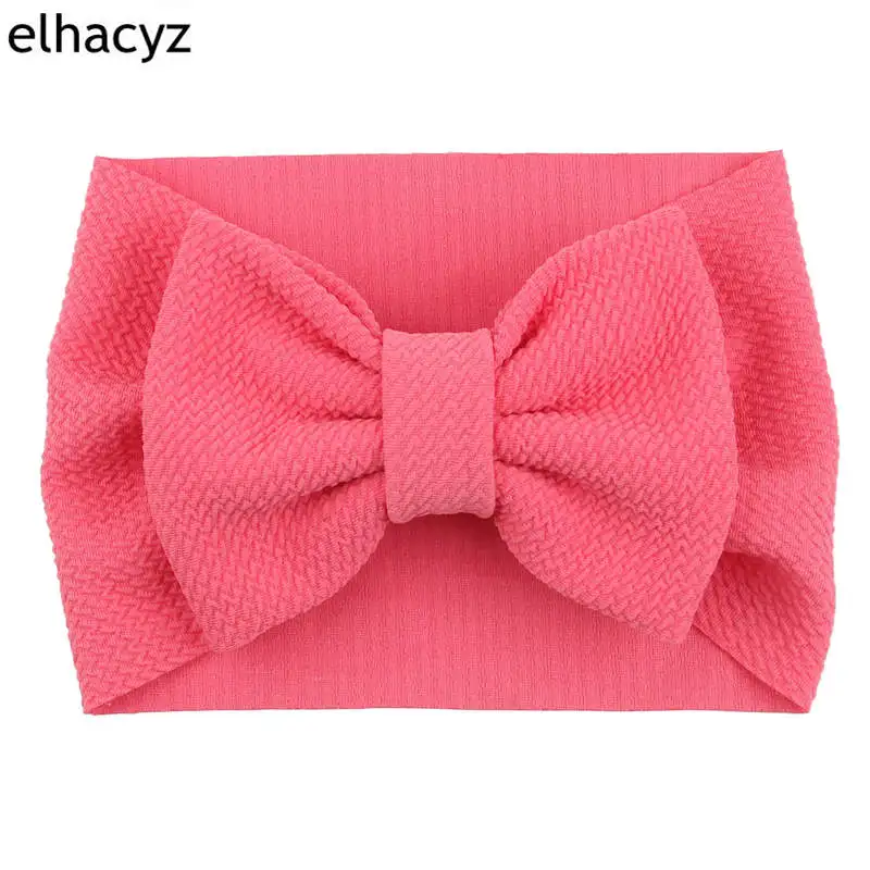 New Arrival Turban Popular 5'' Big Hair Bow Headband For Girls Headwrap Textured Fabric Elastic Kids DIY Hair Accessories - Цвет: 20