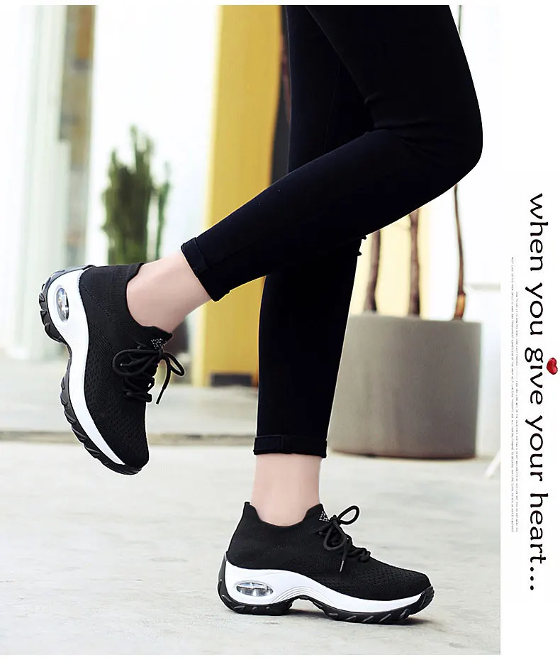 Женская обувь на плоской подошве; кроссовки дышащие сетчатые повседневные туфли; обувь с воздушной подушкой; удобные женские кроссовки без застежки; tenis feminino