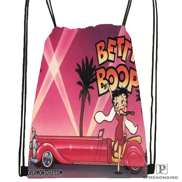 Изготовленная на заказ Betty Boop походная сумка на шнурке для мужчин и женщин милый рюкзак для детей(черная спинка) 31x40 см#180531-01-44 - Цвет: Drawstring Backpack