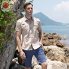 2022 New Arrive Mens Cargo Shirt Men Casual Shirt Solid Short Sleeve Shirts Multi Pocket Work Shirt Plus Size 100% Cotton 2