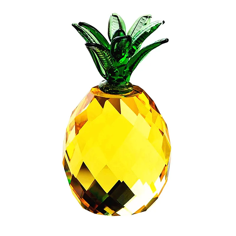 

Crystal Crafts Yellow Pineapple Glass Paperweight Fengshui Figurine Quartz Ornaments Home Decoration Christmas Souvenir Gifts