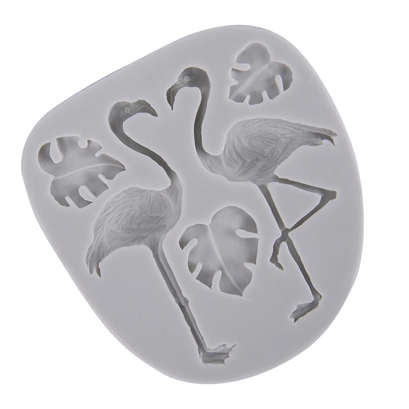 Clay Mould 1PCS 10x10.6CM Silicone Flamingo Leaf Decorating Cake Molds Sugarpaste Candy Chocolate