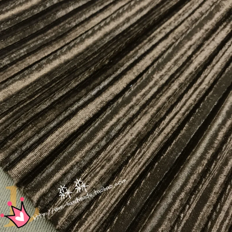 

Patchwork Tissus Fabric Shipping Autumn And Winter Light Dark Brown Electro-optic Organ Plait Goffer Pleuche H Pleated Skirt