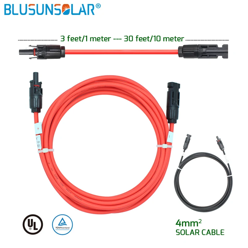 1M AWG12 Double Layer PV Solar Cable Extension 4MMSQ for Panels with Male and Female Connector | Обустройство дома