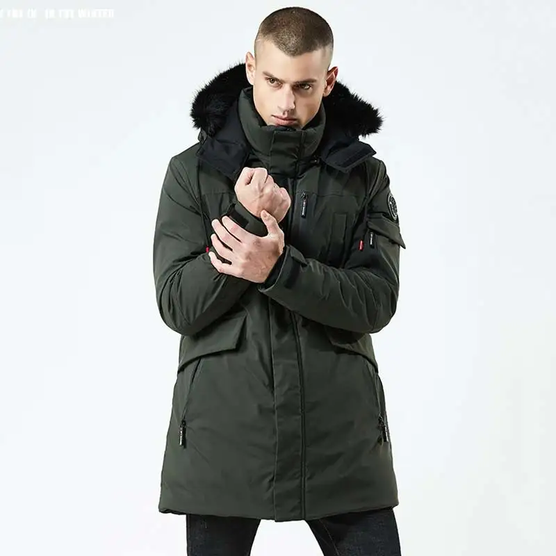 40 градусов мужская зимняя куртка мужская с меховым воротником с капюшоном, утолщенная теплая парка, повседневная хлопковая стеганая Брендовая верхняя одежда, куртки, пальто AW31