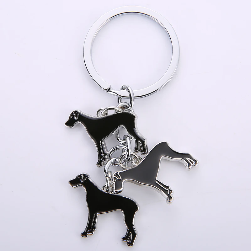 

Hot Great Dane dog pendant key chains for men women metal alloy bag charm car keychain Best gift key ring holder keyring