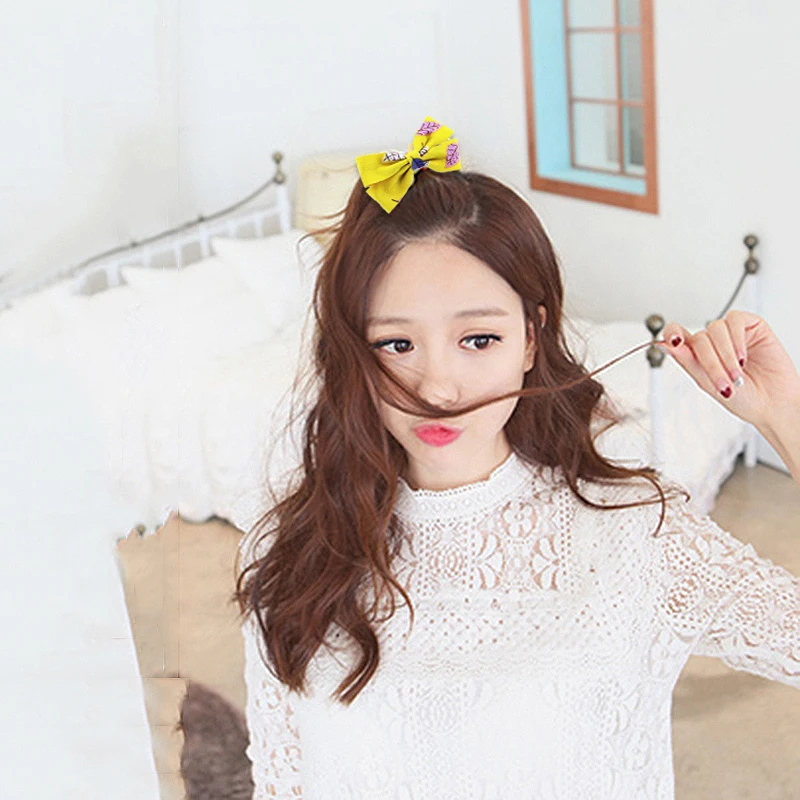 

Sale 1PC Girls Korean Women Ponytail Gig Bowknot Elastic Hair Band Printed Partysu Hair Rope Hair Accessories