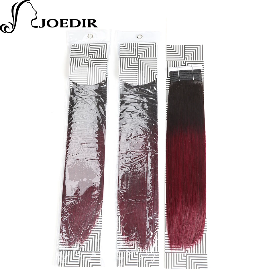 Joedir предварительно Цветной индийский Человеческие волосы Комплект S 1 Комплект Ombre цвет красного вина Химическое наращивание волос t1b99j