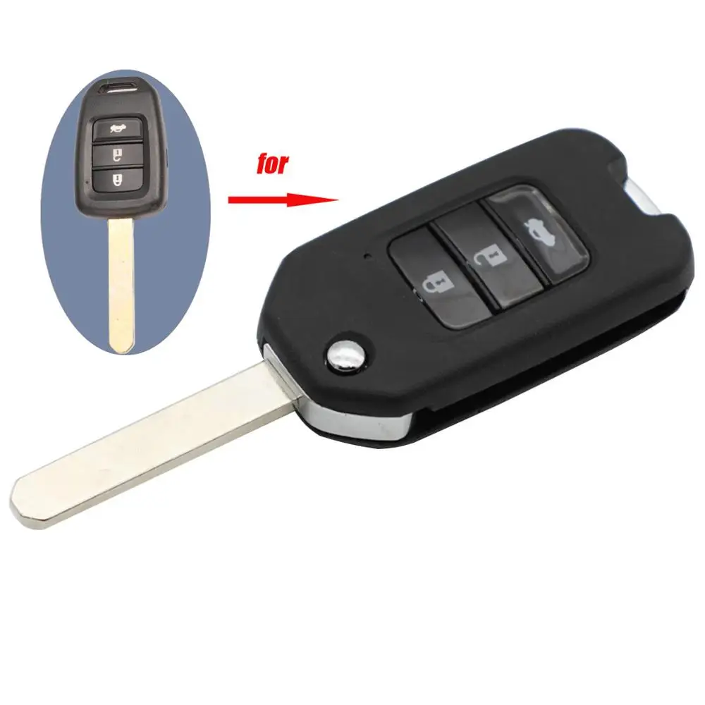

jingyuqin Modified Flip Folding Car Remote Key Shell Cover For Honda GREIZ Civic City XRV Vezel Jazz Element Holder