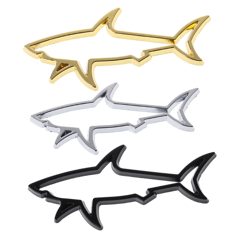 

QILEJVS Metal 3D Car Styling Sticker Hollow Fish Shark Emblem Badge Car Decals Computer Motorcycle Fuel Cap Accessories-M15