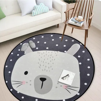 

White Bottom Polka Dot Animal Round Carpet Bedroom Living Room Coffee Table Hanging Basket Garden Blanket Room Bathroom Rugs