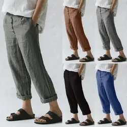 Feitong/осенне-зимние женские брюки, повседневное однотонное хлопковое белье, брюки, свободные широкие брюки на пуговицах для женщин 2019