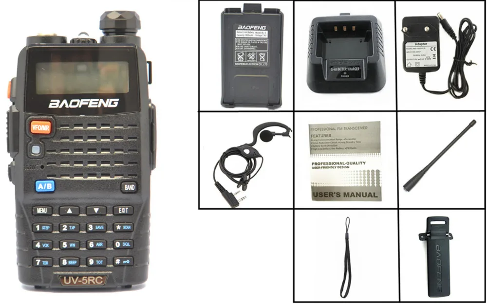 Radio set New Black BAOFENG UV-5RC VHF/UHF Dual Band ham two way Radio amateur walkie talkie + BaoFeng Speaker Mic Telecom Parts Radio set New Black BAOFENG UV-5RC VHF/UHF Dual Band ham two way Radio amateur walkie talkie + BaoFeng Speaker Mic Telecom Parts