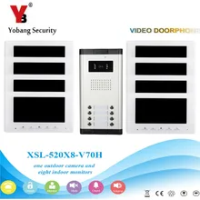 YobangSecurity 7 Inch Color Wired Video Door Phone Intercom with Night Vision and Rainproof Design,DoorBell 1 Camera 8 Monitor