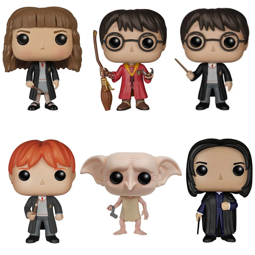 

Genuine 10cm Harry Potter Wizard Dobby Hermione Rone action figure Bobble Head Q Edition new box for Car Decoration