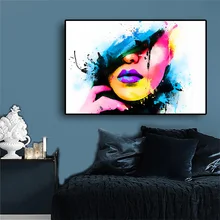 Watercolor Fashion Sexy Girl Face Lips Posters and Prints Scandinavia Nordic Style Canvas Pop Art Wall Picture for Living Room Watercolor Fashion Sexy Girl Face Lips Posters and Prints Scandinavia Nordic Style Canvas Pop Art Wall Picture for Living Room