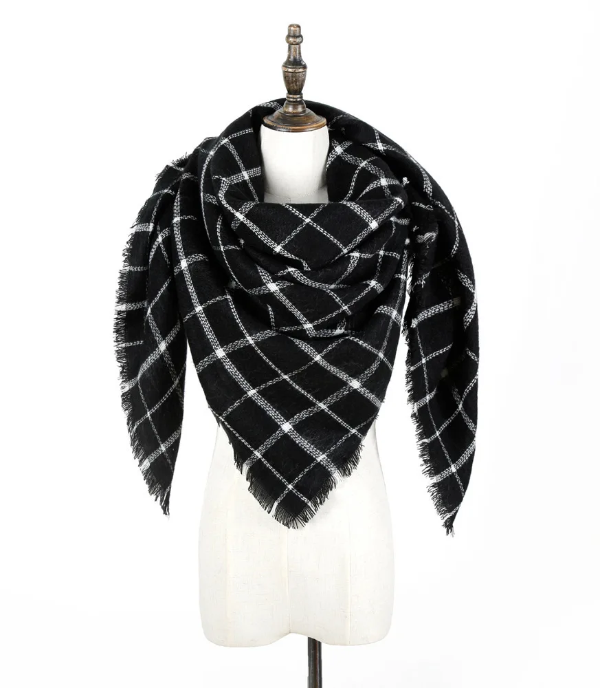 

Black Plate Winter Scarf Women 2018 Warm Cashmere Scarves And Scarves Big Triangle Pashmina Blanket Wraps