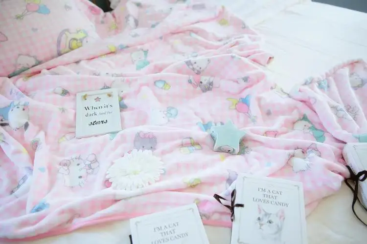 Милый супер мягкий плюш гладкая фланель мультфильм кукла розовый Плюшевая Кукла игрушки одеяло наволочка для девочек детские подарки