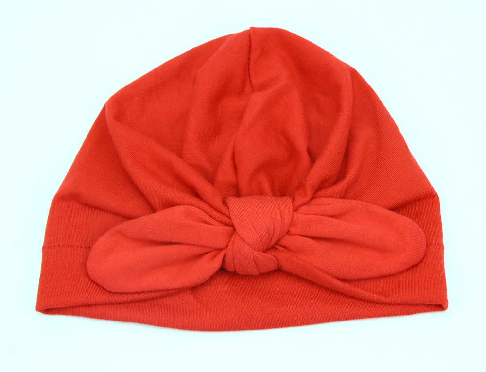 Рождественская шапка для маленьких девочек, модный тюрбан с заячьими ушками, шапка с бантиком, милая шапка для новорожденных - Цвет: Красный