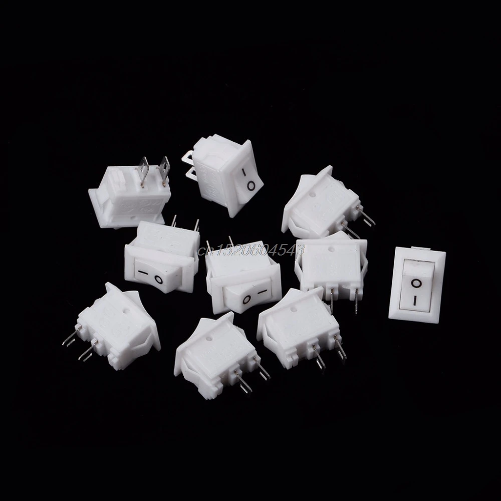 

10 Pcs 2 Pin 10x15mm SPST ON/OFF Soldering Terminal Boat Rocker Switch 3A AC 250V Switches R06 Drop Ship