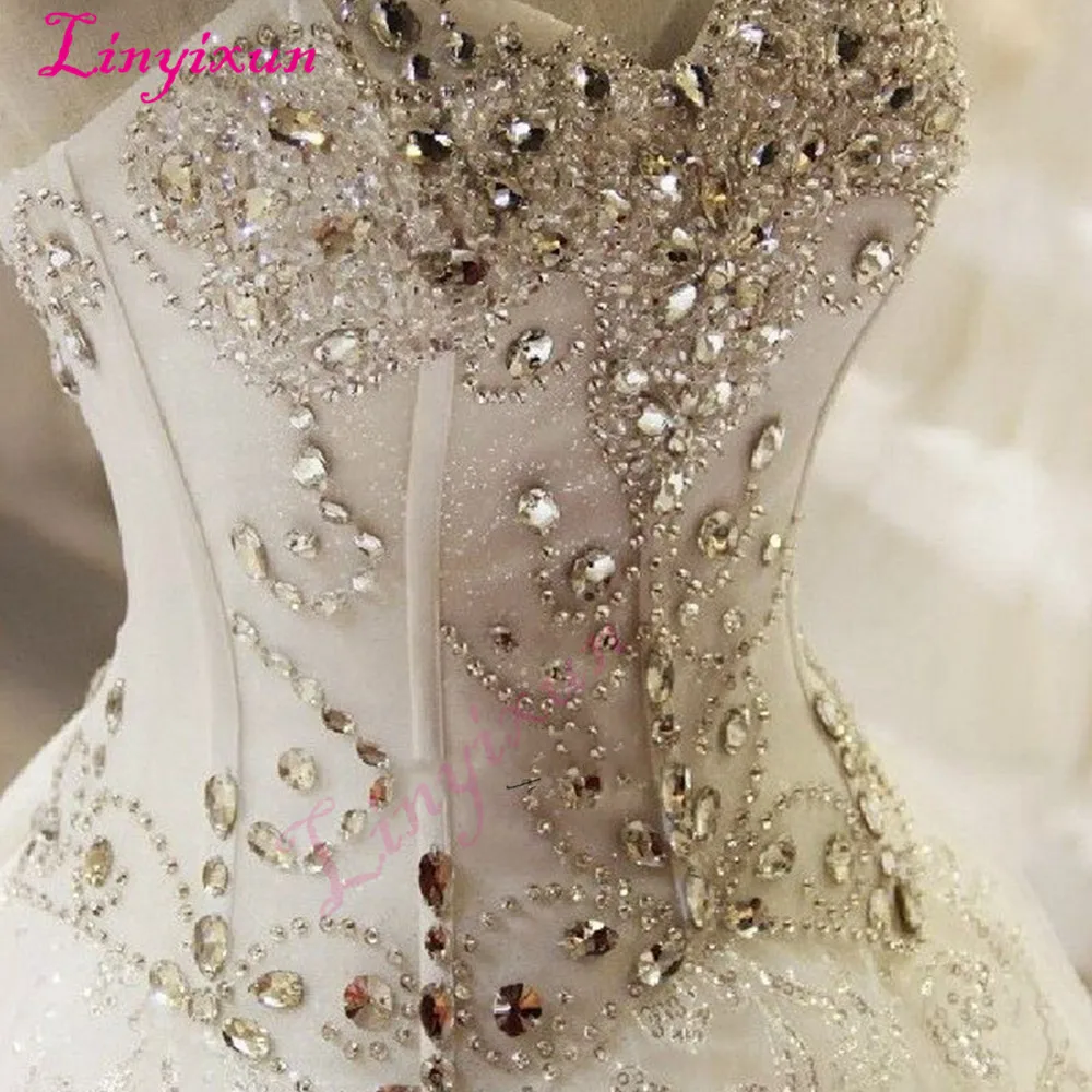 

Plus Size Crystals Wedding Gowns Luxury Wedding Dress Princess Lace Vintage Bridal Dresses Corset Back Gelinlik Matrimonio Boda