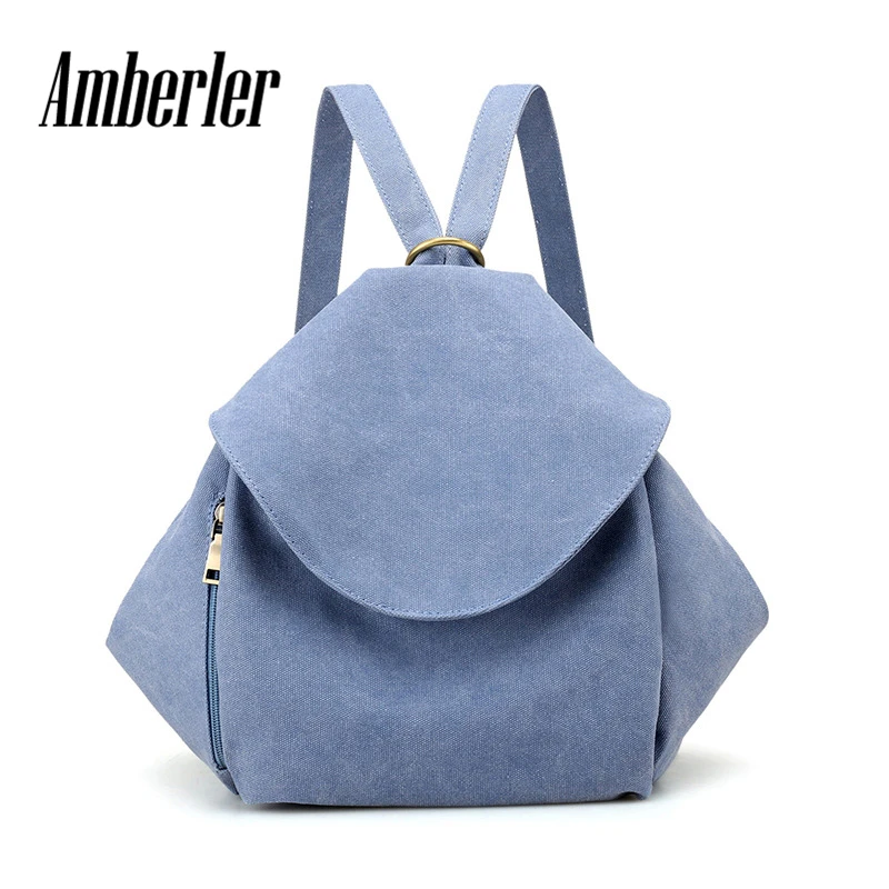 

Amberler Canvas Backpack Women Backpacks Fashion Small School Bags For Teenager Girls High Quality Simple Travel Shoulder Bag