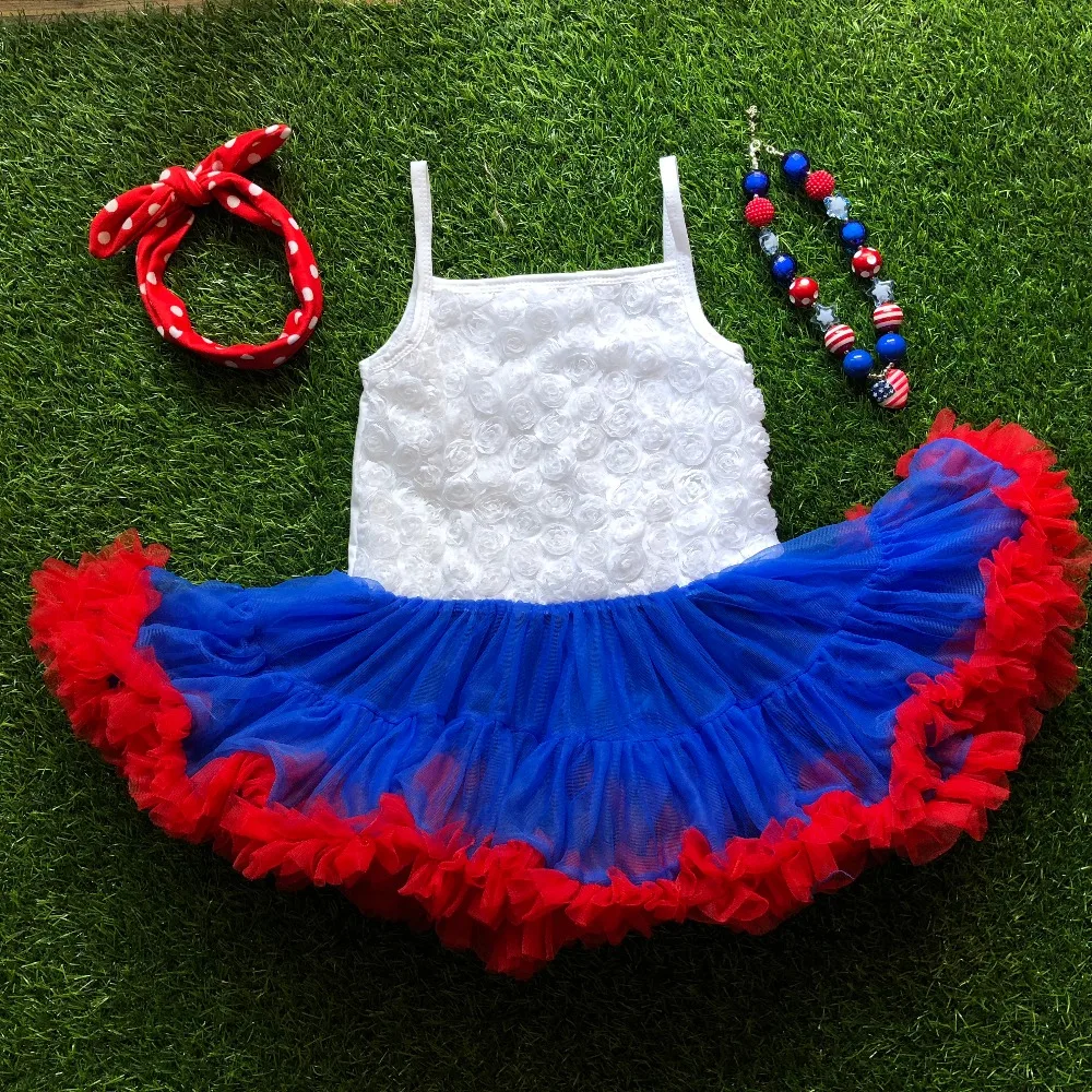 

2018 july 4th outfits popular children tutu dress with necklace and headband girl kids fourth of july dress boutique clothes