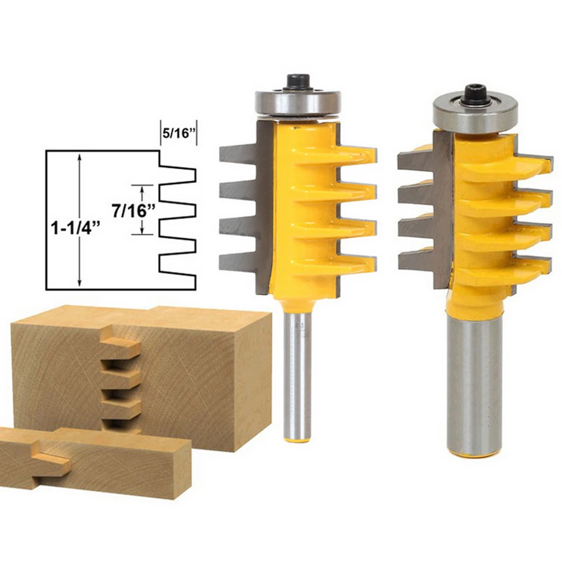 

Milling Cutter 1/2" 1/4" Shank Rail Reversible Finger Joint Glue Router Bit Cone Tenon Woodwork Cutter Tools DIY Woodworking
