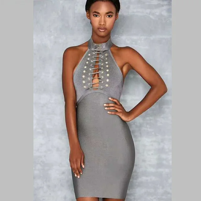 Short Grey Halter Dress