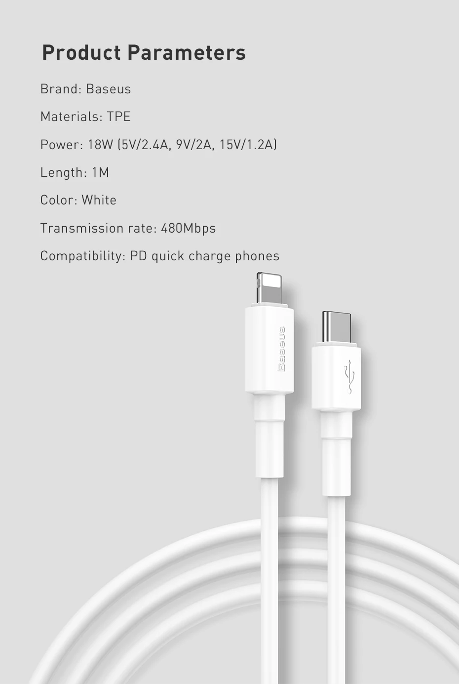 Baseus 18 Вт PD USB C кабель для Lightning Кабель для iPhone 11 Pro Max X XS Max 8 Plus Быстрая зарядка usb type C кабель для передачи данных USB кабель