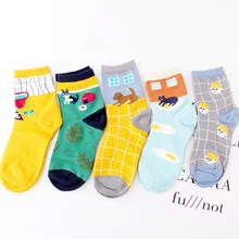 5 пар, винтажные Хлопковые женские короткие дышащие носки с мультяшными животными, хлопковые недорогие забавные хипстерские Носки с рисунком