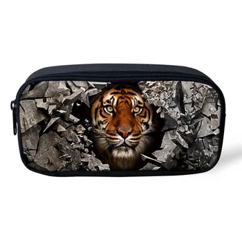 

THIKIN Cool Animals Tiger Pattern Makeup Bag Cosmetic Case for Women's Fashion Travel MakeUp Storage Bag Children Pencil Bags