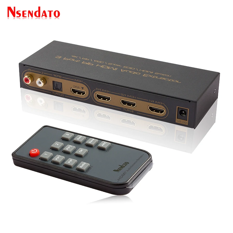 

HDMI 3x1 Audio Switch With ARC EDID SPDIF PIP 3 Port HDMI Audio Extractor Switcher Converter SPDIF Output Support DTS Dolby