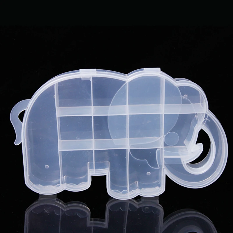 

1PCS Cartoon Elephant Storage Box Case Organizer Clear Plastic Jewelry Adjustable Box Storage Beads C5