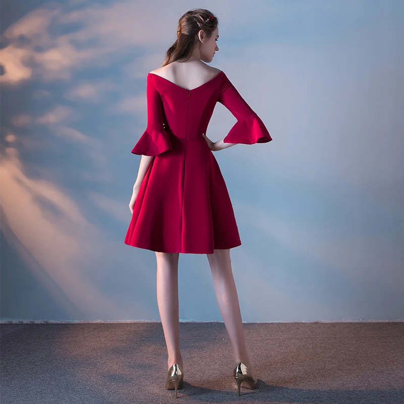 DongCMY Новинка года Короткие платье для выпускного вечера дизайн цвет красного вина цвет для женщин элегантные вечерние модны