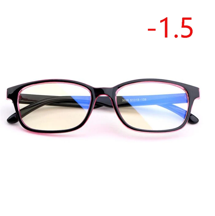 Myopia 150 Анти-синий светильник для женщин и мужчин, очки для близорукости с градусом, Модный ПК синий светильник, блокирующие близорукие очки-1,0-1,5-2,0-4,0 - Цвет оправы: Myopia 150
