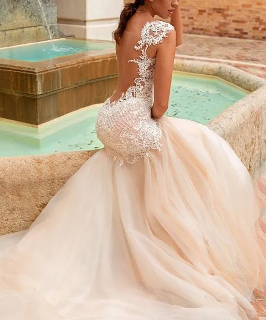

Vestidos de Novia Sexy Backless Mermaid Wedding Dresses Bead Robe de Mariage Brautkleid Chapel Train Bride Dress boda