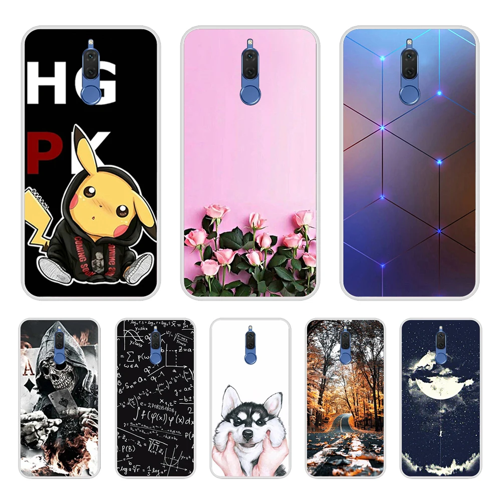 

Phone Bags For Huawei Mate 10 Lite Case Cover Various Animal Cat Dark Silicone Case For Huawei Nova 2i Covers Funda Honor 9i 5.9