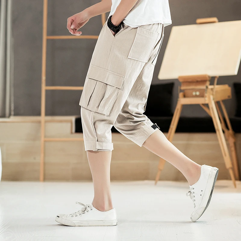 Брендовые хлопковые шорты Для мужчин летние шорты мужские бермуды Повседневное дышащая несколькими карманами пляжные короткие штаны Мужской, большого размера 5XL-M