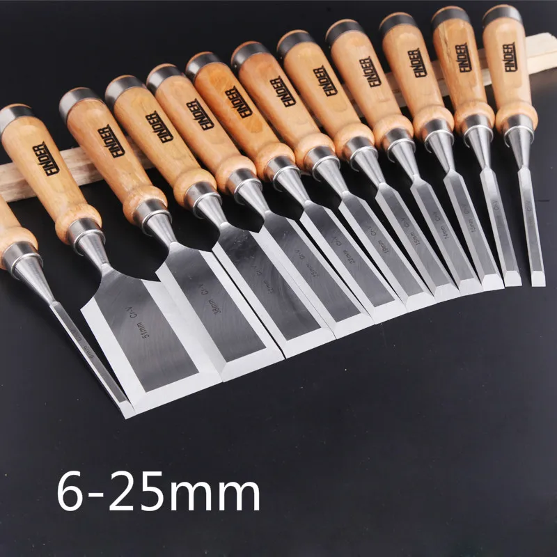 9 Pcs/set 6-25mm Carving Chisel Carpenter Tools Flat Woodworking Chisel Tool Set Professional Wood Carving Knife Hand Tools