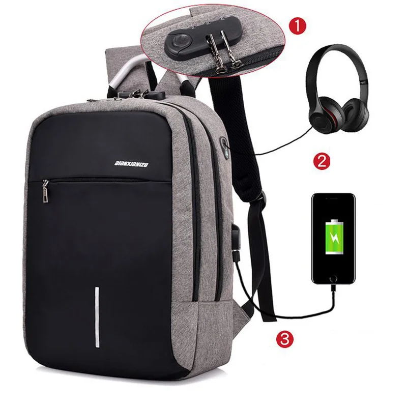 Рюкзак для деловых поездок мужской водонепроницаемый нейлоновый Многофункциональный рюкзак для ноутбука с защитой от кражи Смарт USB зарядные рюкзаки школьные сумки