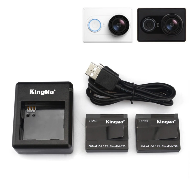 

Original Kingma 2pcs 1010mah Battery with Charger For xiaomi yi Action Camera AZ13-2 Battery for Xiaomi Yi International Camera