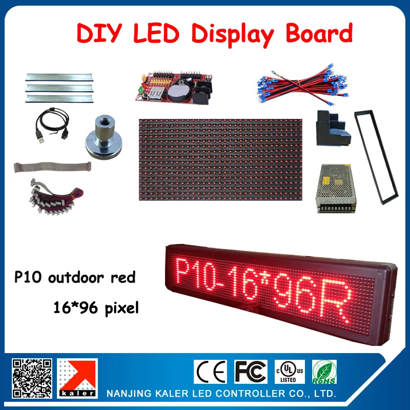 

P10 Advertising led display board with 3pcs p10 red led modules,led display magnets, power, frame, corner etc. diy kits