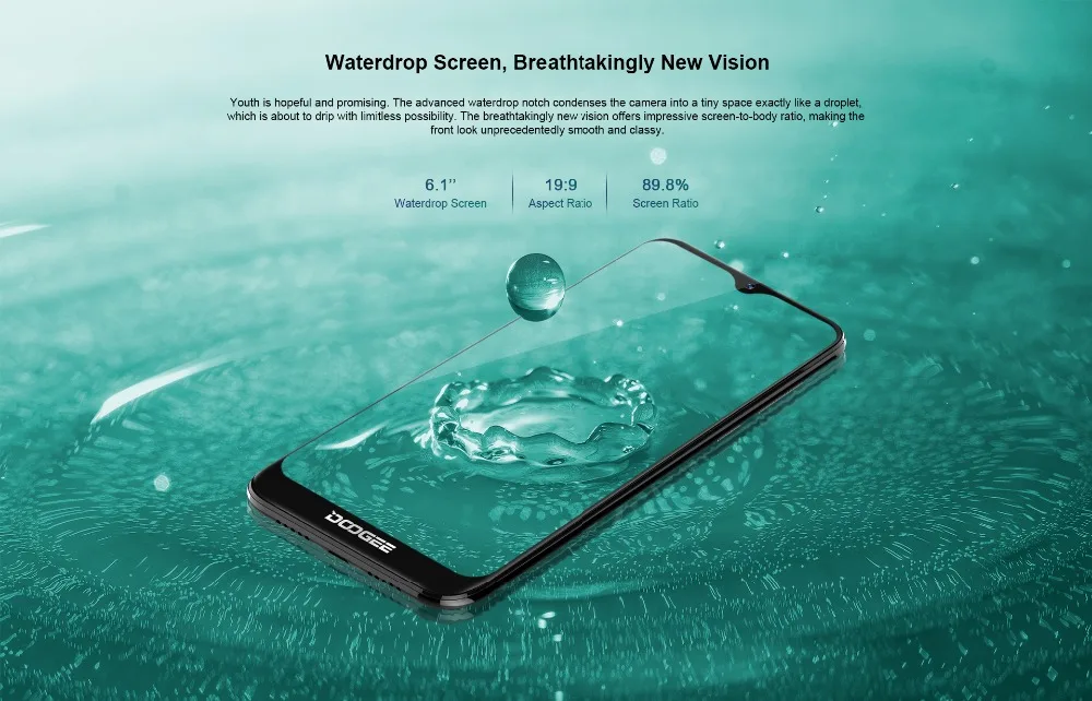 DOOGEE Y8 6 1 &quot19:9 водослива Экран MTK6739 4 ядра 4G мобильный телефон 3 GB + 16 8MP двойной