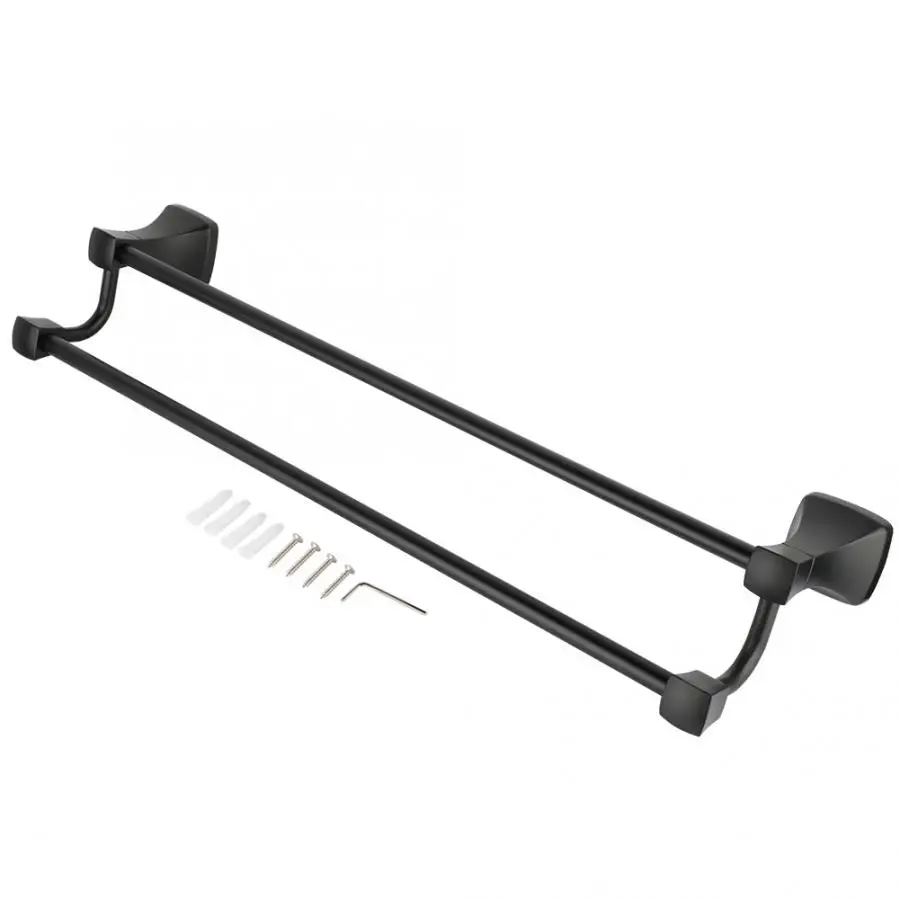 

Double Rods Towel Rack Wall Mounted Towel Bar Holder Organizer bath towel rail shelf Home Kitchen Bathroom Accessories