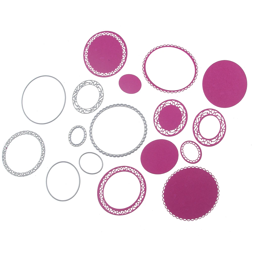 Novo Estilo Oco Forma Redonda de Metal Corte Morre Stencil Embossing Ofício Para Scrapbooking DIY Cartão de Álbum de Fotos Decoração 95x140mm