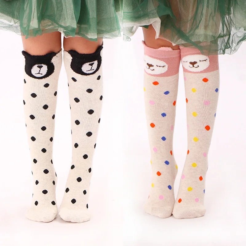 Cartoon Knee High Socks Girls Animal Prints Cotton Kids Infant Knee