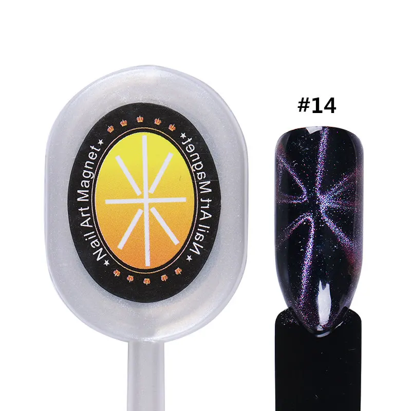 1 шт. двухсторонняя магнитная палочка "кошачий глаз" в полоску с цветами для УФ-геля для маникюра и дизайна ногтей - Цвет: 14
